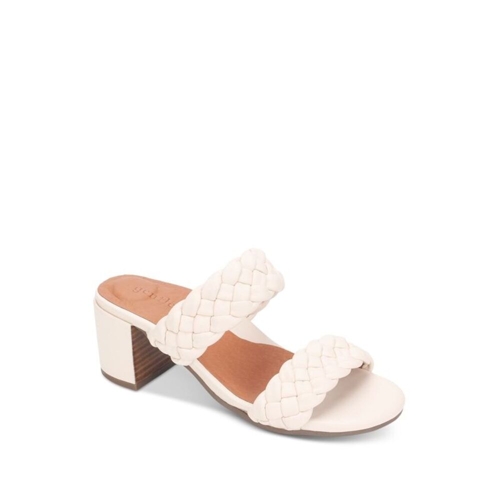 GENTLE SOULS KENNETH COLE Womens White Charlene Slip On Heeled Sandal 10 M
